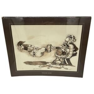 Vintage 1976 Gary Patterson Stealing Home Baseball Print 20"x16"